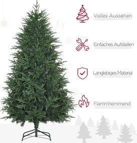 HOMCOM Χριστουγεννιάτικο Δέντρο, Τεχνητή Ελάτη, Ρεαλιστική εμφάνιση, Γρήγορη συναρμολόγηση, Πλαστικό, Πράσινο, 114 x 114 x 180cm