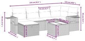 vidaXL Καναπές Σετ 7 Τεμαχίων Μαύρο Συνθετικό Ρατάν με Μαξιλάρια