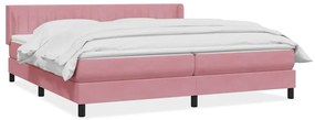 Κρεβάτι Boxspring με Στρώμα Ροζ 180x210 εκ. Βελούδινο - Ροζ