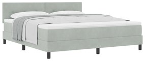 vidaXL Κρεβάτι Box Spring με Στρώμα  Γκρι Ανοιχτό Σούπερ Κάτω από Βελούδο