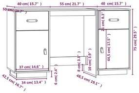 Ντουλάπι Γραφείου Καφέ Μελί 135x50x75εκ. από Μασίφ Ξύλο Πεύκου - Καφέ