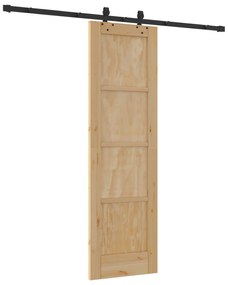 vidaXL Συρόμενη Πόρτα με Σετ Εξαρτημάτων 61x198.5 εκ Μασίφ Ξύλο Πεύκου