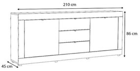 Μπουφές μελαμίνης Ocean Megapap χρώμα λευκό 210x45x86εκ.