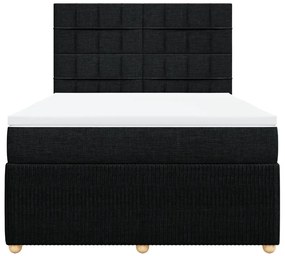 vidaXL Κρεβάτι Boxspring με Στρώμα Μαύρο 140x200 εκ. Υφασμάτινο