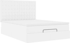 vidaXL Οθωμανικό κρεβάτι με στρώμα Λευκό 140x190cm Faux Leather