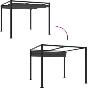 vidaXL Πέργκολα Κήπου με Πτυσσόμενη Οροφή Ανθρακί 3 x 3 μ. Χάλυβας