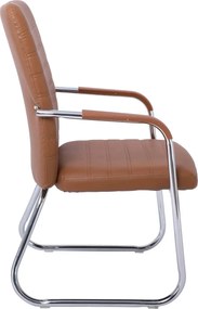 COLLET Πολυθρόνα Γραφείου Επισκέπτη Μέταλλο Χρώμιο, Pu Καφέ   4τμχ