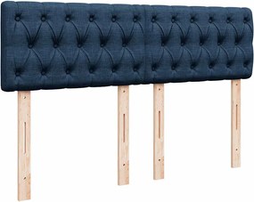 vidaXL Κρεβάτι Boxspring με Στρώμα Μπλε 140x190 εκ. Υφασμάτινο