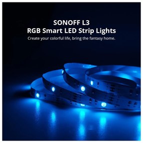 GloboStar® 80098 SONOFF L3-5M RGB Smart LED Strip Light WiFi 2.4GHz 90 SMD/5M 5050 5m Roll &amp; Power Adapter DC 5V Max 10W