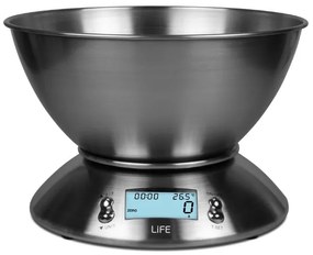 Life 221-0256 Mise En Place Ψηφιακή Ζυγαριά Κουζίνας 1gr/5kg Inox ( με μπολ)
