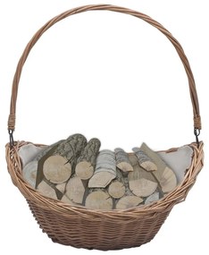 286987 Firewood Basket with Handle 57x46,5x52 cm Brown Willow - Καφέ