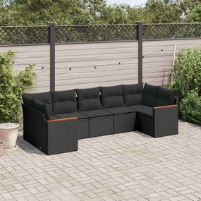 vidaXL Patio Sofa Set 7-θέσια Black