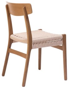 Καρέκλα Safal pakoworld oak δρυς ξύλο-έδρα εκρού σχοινί 51x50x78εκ