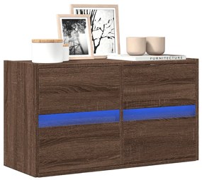 Έπιπλο Τοίχου Τηλεόρασης με LED Καφέ Δρυς 80x31x45 εκ.