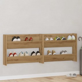 vidaXL Ντουλάπες παπουτσιών τοίχου 2 pcs artisan δρυς 60 x 18 x 60 εκ