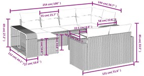 vidaXL Σαλόνι Κήπου 11 Τεμαχίων Αν. Γκρι Συνθετικό Ρατάν με Μαξιλάρια