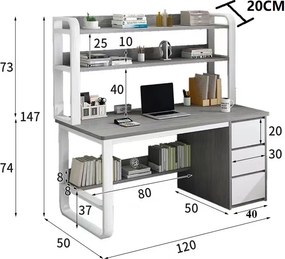 Γραφείο Soco pakoworld με ραφιέρα-MDF φυσικό-λευκό 120x50x147εκ