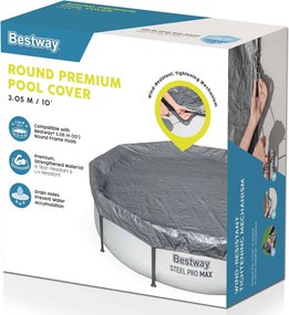 Bestway Κάλυμμα Πισίνας Ø3,05 μ Γύρος Πολυεστέρας Γκρι