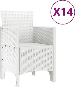 vidaXL Σέτ φαγητού για κήπο 15 pcs Λευκό Rattan Polt