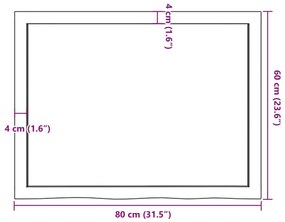 Πάγκος Μπάνιου 80x60x(2-6) εκ. από Ακατέργαστο Μασίφ Ξύλο - Καφέ