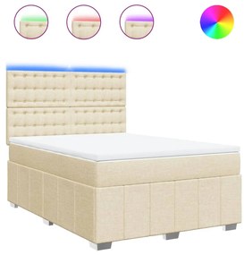 vidaXL Κρεβάτι Boxspring με Στρώμα Κρεμ 160x200 εκ. Υφασμάτινο