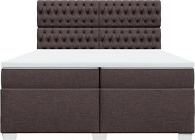 vidaXL Κρεβάτι Boxspring με Στρώμα Σκούρο Καφέ 200x200 εκ. Υφασμάτινο