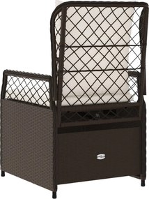 vidaXL Καρέκλες Κήπου Ανακλινόμενες 2 τεμ. Καφέ Συνθ. Ρατάν