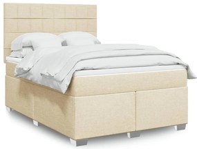 vidaXL Κρεβάτι Boxspring με Στρώμα Κρεμ 140x200 εκ. Υφασμάτινο