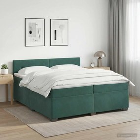 vidaXL Κρεβάτι box spring με στρώμα Σκούρο Πράσινο 200 x 200 cm