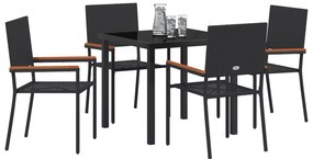 vidaXL Σετ Τραπεζαρίας 5 Τεμαχίων Μαύρο Πολυ Ράταν