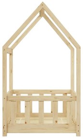 Κρεβάτι παιδικό Bambie τύπου Montessori με κιγκλίδωμα ξύλο πεύκου φυσικό 70x140 εκ. 70x140x126 εκ.