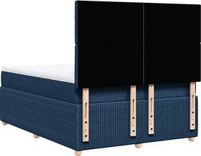 vidaXL Κρεβάτι Boxspring με Στρώμα Μπλε 140x200 εκ. Υφασμάτινο