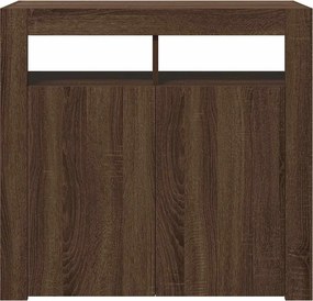 vidaXL Ντουλάπι με LED Καφέ Δρυς 80 x 35 x 75 εκ.