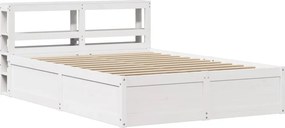 vidaXL Πλαίσιο Κρεβατιού με Κεφαλάρι Λευκό 120x190 εκ. Μασίφ Πεύκου