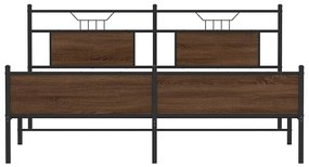 vidaXL Σκελετός Κρεβ. Χωρίς Στρώμα Καφέ Δρυς 180x200 εκ. Μεταλλικό