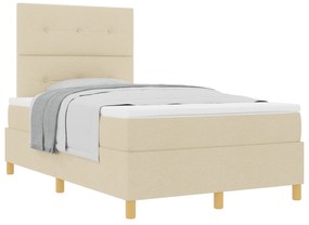 vidaXL Κρεβάτι με ελατήριο και στρώμα Κρεμ 120x200 εκ. Ύφασμα