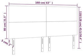 Κεφαλάρι Κρεβατιού LED Σκούρο Γκρι 160x5x118/128 εκ. Βελούδινο - Γκρι