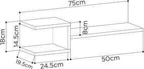 Ραφιέρα τοίχου Fork Megapap 2 τεμαχίων χρώμα ανθρακί 75x19,5x18εκ.