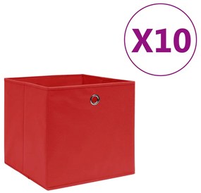 Κουτιά Αποθήκευσης 10τεμ Κόκκινα 28x28x28εκ Ύφασμα Non-woven
