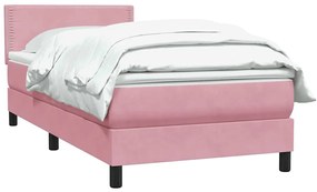 Κρεβάτι Boxspring με Στρώμα Ροζ 80x220 εκ. Βελούδινο - Ροζ