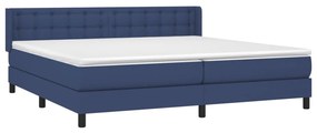 vidaXL Κρεβάτι Boxspring με Στρώμα Μπλε 200x200 εκ. Υφασμάτινο