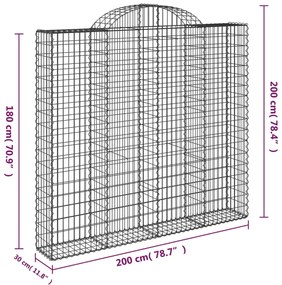 vidaXL Συρματοκιβώτια Τοξωτά 13 τεμ. 200x30x180/200 εκ. Γαλβαν. Ατσάλι