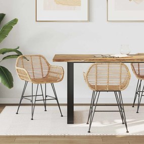 vidaXL Καρέκλα τραπεζαρίας 2 pcs Καλάμι και Σίδερο Φυσικό