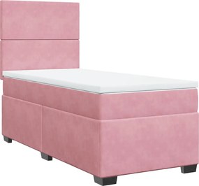 vidaXL Κρεβάτι Boxspring με Στρώμα Ροζ 80 x 200 εκ. Βελούδινο