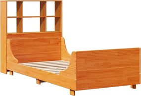 vidaXL Κρεβάτι Βιβλιοθήκη Χωρίς Στρώμα Καφέ 75x190 εκ Μασίφ Πεύκο