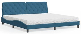 vidaXL Κρεβάτι με Στρώμα Μπλε 200x200 εκ. Βελούδινο