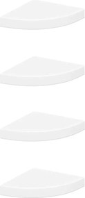 vidaXL Ράφια Τοίχου Γωνιακά 4 τεμ. Άσπρα 25x25x3,8 εκ. MDF