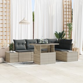 vidaXL Σετ 6 Τεμαχίων Καναπέ Κήπου με Μαξιλάρια Λαμπερού Γκρι Πολυ Ρατάν