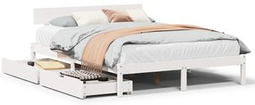 vidaXL Σκελετός Κρεβ. Χωρίς Στρώμα Λευκό 160x200 εκ Μασίφ Πεύκο