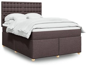 Κρεβάτι Boxspring με Στρώμα Σκούρο Καφέ 160x200 εκ Υφασμάτινο - Καφέ